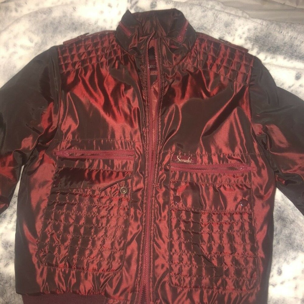 Vintage Seruchi Maroon Unisex Bomber Jacket 44 Vin